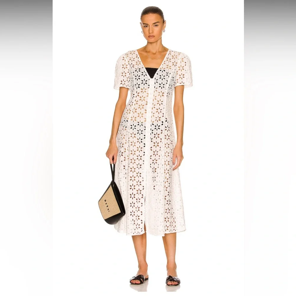 PALM Sophia Button Up White Eyelet Dress Coverup NWT - Picture 16 of 16